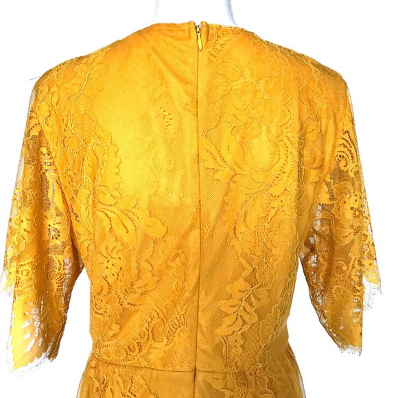 FRANCESCA'S Yellow Lace Knee Length Dress XL - Picture 5 of 8